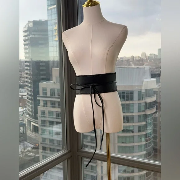 🆕 BRONX & BANCO 🧿 NWOT Briana Faux Leather Tie-Around Belt, Black - Picture 4 of 16